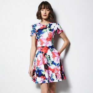 MILLY for DesigNation Sz. 8 Multicolor Floral Scuba Dress